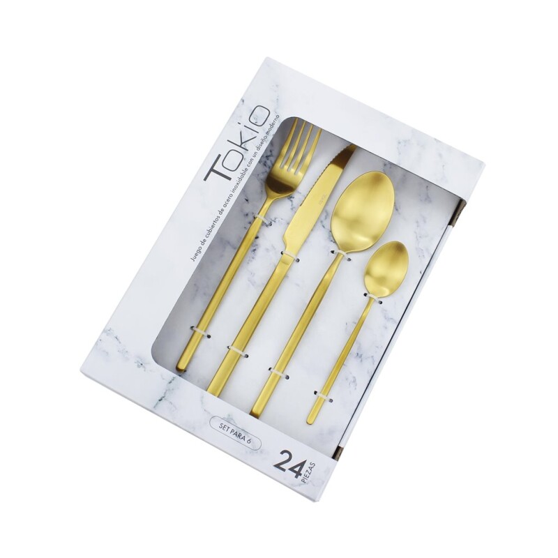 Set 24 Piezas Cubierto Gold Tokio SET 24 PIEZAS CUBIERTO ACERO INOXIDABLE GOLD TOKIO