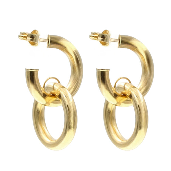 Caravanas de dos robustos aros de oro amarillo 18k. Caravanas de dos robustos aros de oro amarillo 18k.