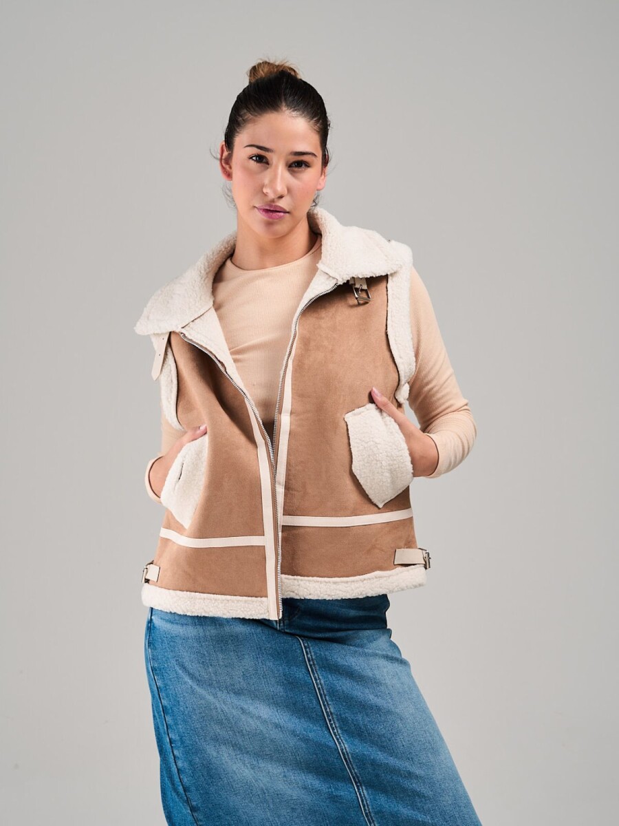Chaleco con sherpa Slowly - Beige 