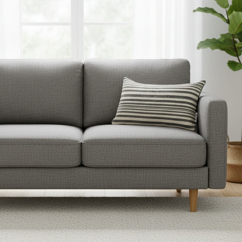 Funda de almohadón algodón 30x50cm Rayas Taupe