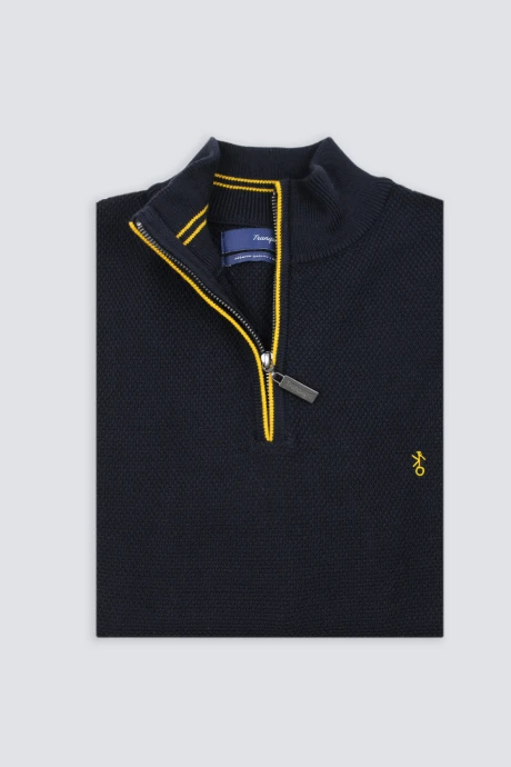 Remera Medio Cierre Apolo Azul con Amarillo