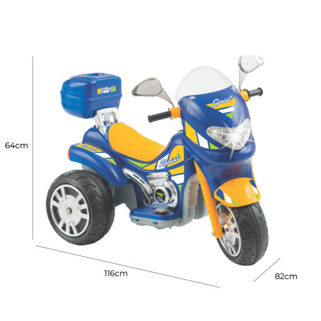 Moto A Batería Con Reversa Luces Y Sonido + Casco Azul