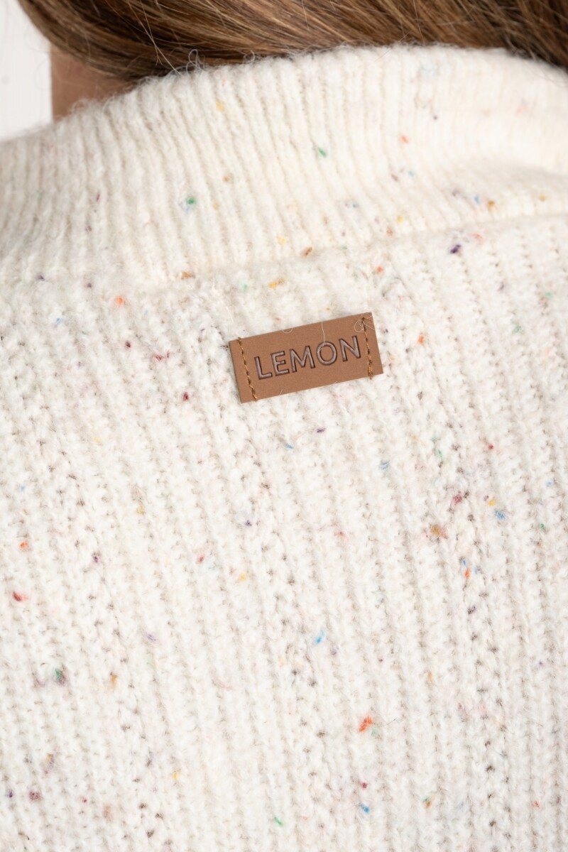 Sweater Texturado Cierre Beige Melange