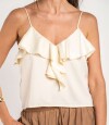 Musculosa Volado Saten Beige