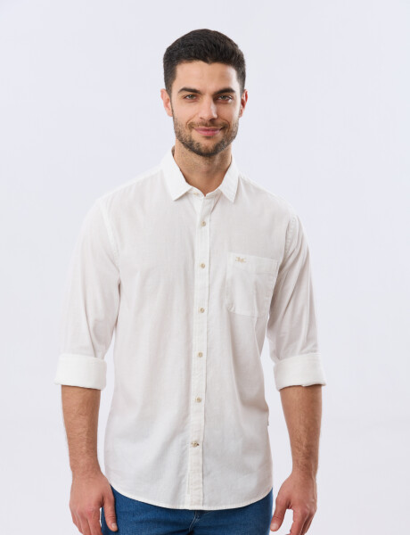 CAMISA LISA DE LINO Blanco