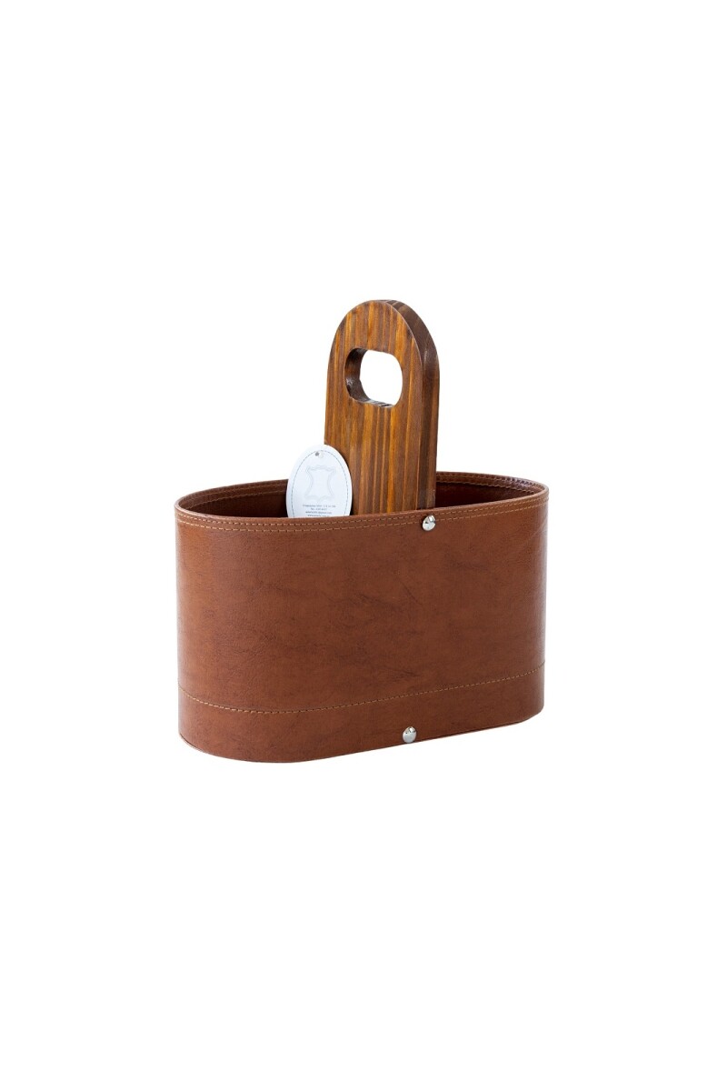 Matera de auto forrada con base de madera Marron