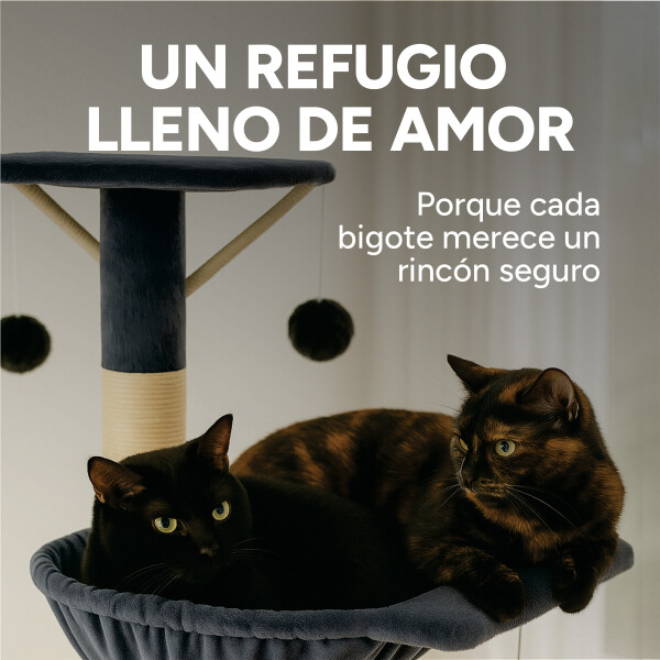 Rascador Torre 5 Niveles En Felpa Y Sisal Para Gato Juego Variante Gris Oscuro Pompom