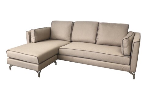Sofa con Chaise Longue BANAK Beige/Chocolate