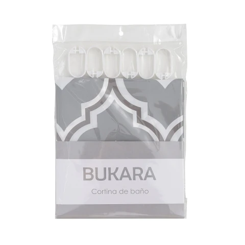 Cortina Baño Bukara con Argollas 180 x 180 cm 261 GEOMETRICO GRIS
