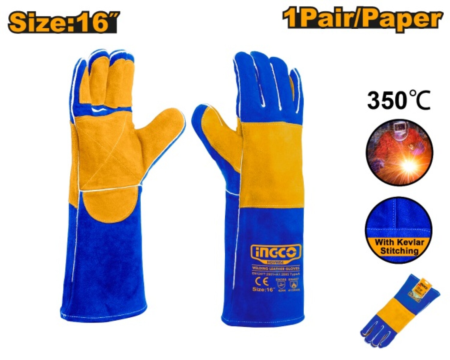 GUANTES DE CUERO PARA SOLDAR HGVW04 INGCO 