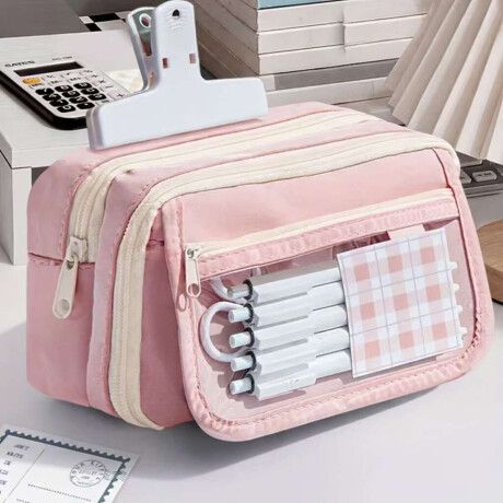 Cartuchera con divisiones y visor 12x22x9cm Lila