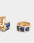 Aros Argollas Azul Aros Argollas Con Corazones - Dorado