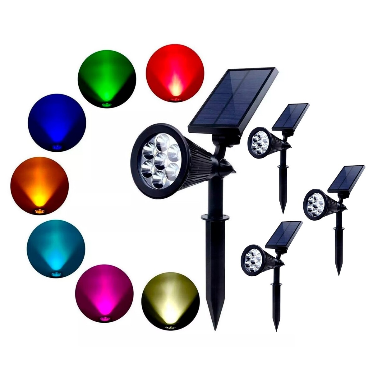 Lampara Led RGB Solar x4 Exterior Jardin Caminos Decoracion 