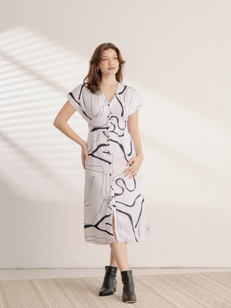 Vestido Camila. - Fondo blanco y negro. 