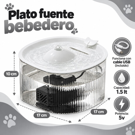Fuente Bebedero Ballena Para Mascotas 1,5L USB 5V Blanco