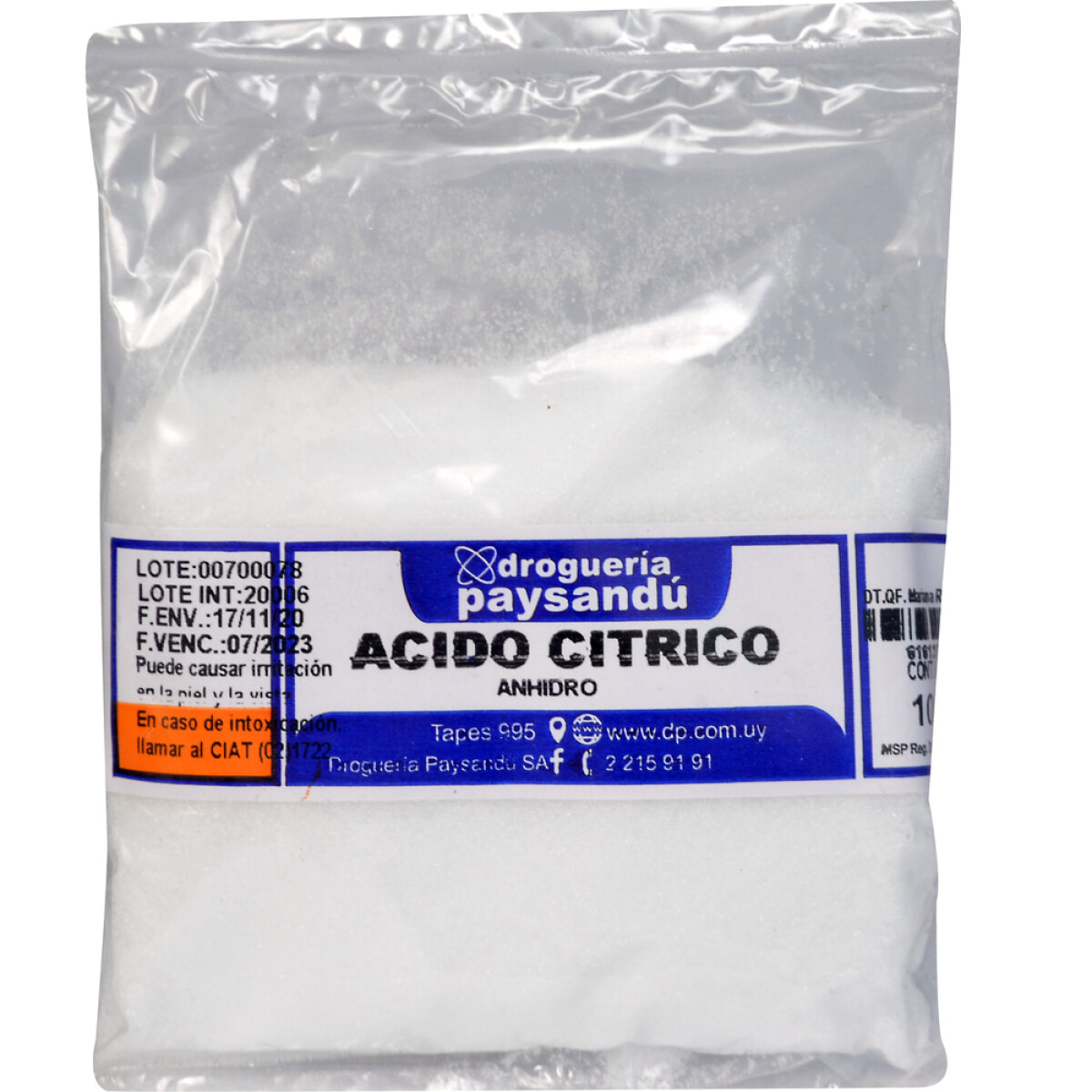Ácido Cítrico Anhidro - 100 g 