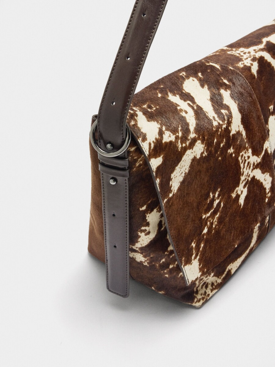 Bolso De Hombro De Piel Con Pelo crudo