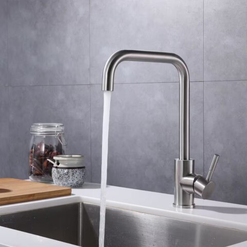 Grifería de cocina Monocomando de mesada Pico Recto Gris Satinado Grifería De Cocina Monocomando De Mesada Pico Recto Gris Satinado