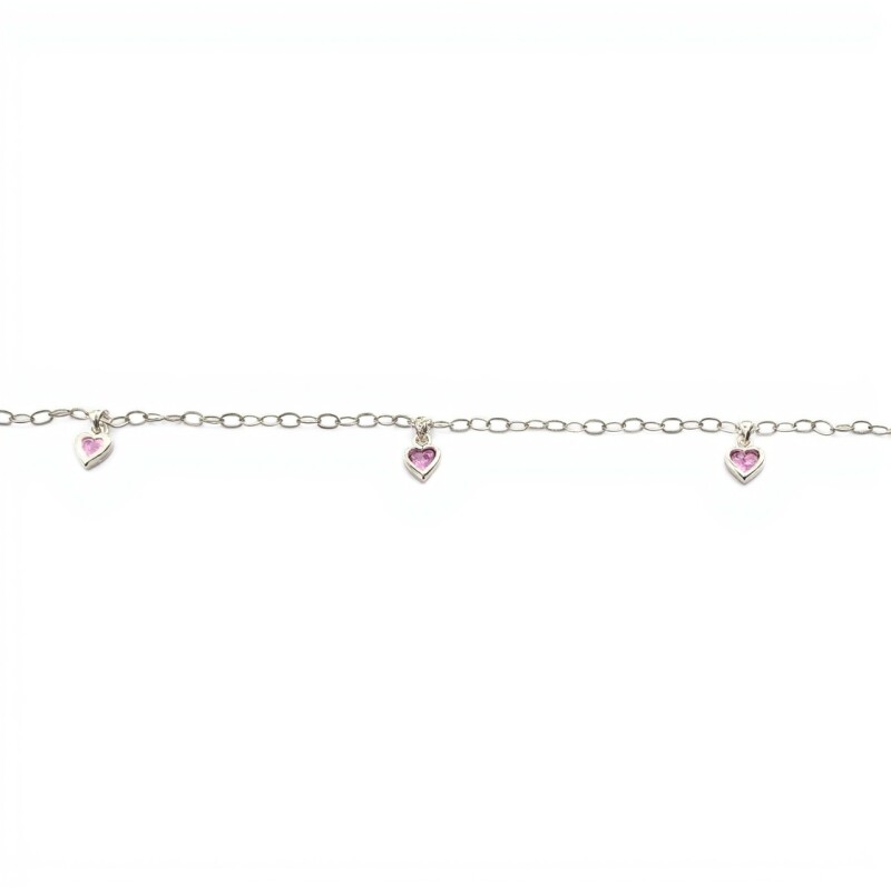Tobillera Corazón-Plata 925-Piedra zirconia-PU3236 conpiedra