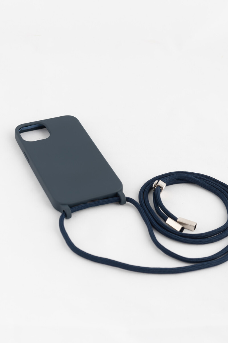 Case Iphone 12 con correa estampado Azul