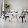 Juego de comedor Con Mesa Circular de 80cm + 2 Sillas Tolix Blanco