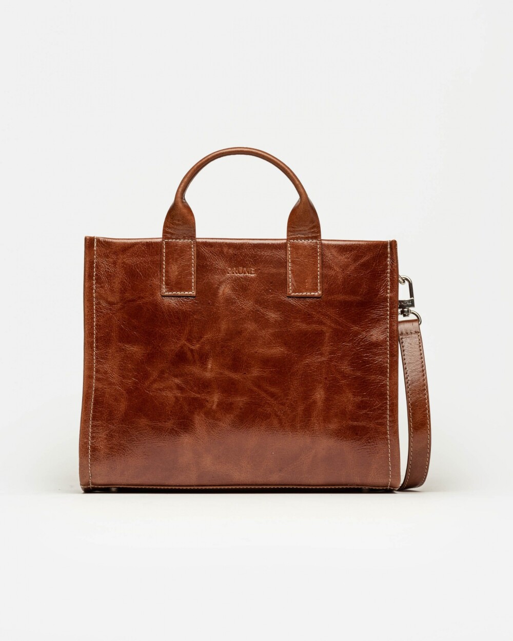 Cartera de mano Capri en cuero arrugado Cuoio