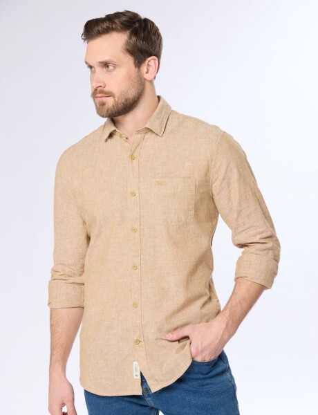 CAMISA DE LINO Camel
