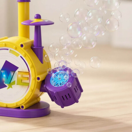 Set Musical Burbujero Batería Micrófono Sonido Y Luz Amarillo
