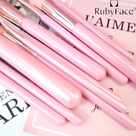 Set Completo Brochas Pinceles Maquillaje 10 Pzas con Estuche Rosa