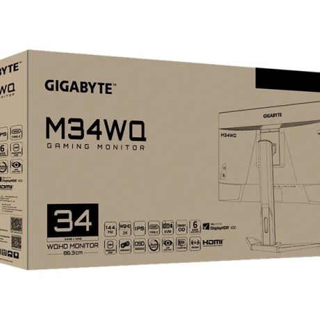 Gigabyte M34WQ - Monitor LED - 34" - 3440 x 1440 WQHD @ 144 Hz - IPS - 400 cd/m² - 1000:1 - DisplayHDR 400 - 1 ms - 2xHDMI, Disp Gigabyte M34WQ - Monitor LED - 34" - 3440 x 1440 WQHD @ 144 Hz - IPS - 400 cd/m² - 1000:1 - DisplayHDR 400 - 1 ms - 2xHDMI, Disp