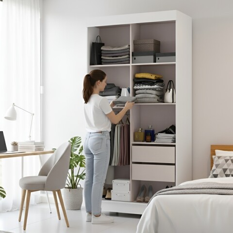 Ropero Antares 2 Puertas Corredizas con 2 Cajones Blanco Ropero Antares 2 Puertas Corredizas con 2 Cajones Blanco