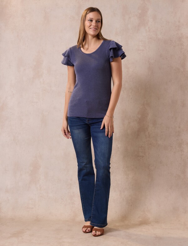 Remera Manga Volados AZUL