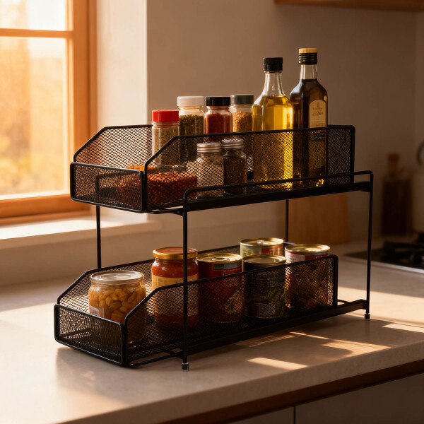 Estante Organizador Mesada Alacena Cocina 2 Cajones Multiuso Imback Color Negro Estante Organizador Mesada Alacena Cocina 2 Cajones Multiuso Imback Color Negro