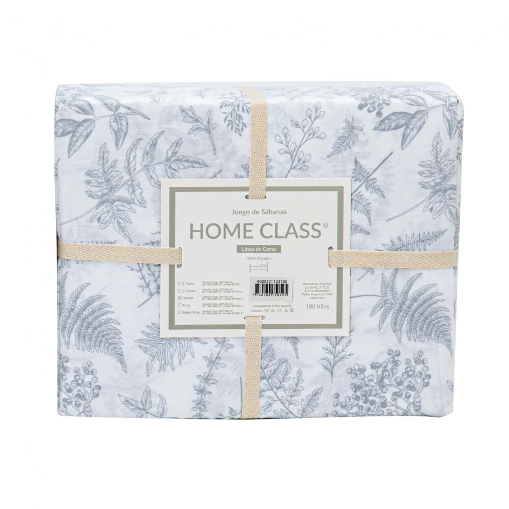 Juego de Sabanas - Queen - 180H - 160x200 Hoja Gris