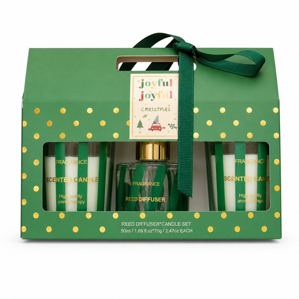 SET 2 VELAS + AROMATIZADOR NAVIDAD VERDE 