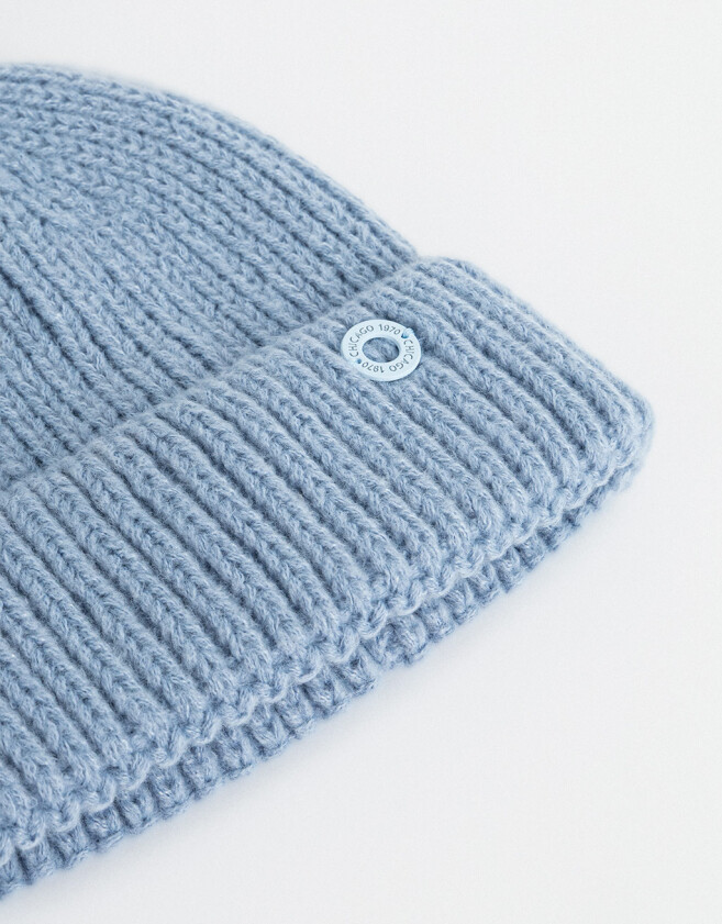 Gorro Romántico Gorro Tejido Con Pompón - Azul Celeste