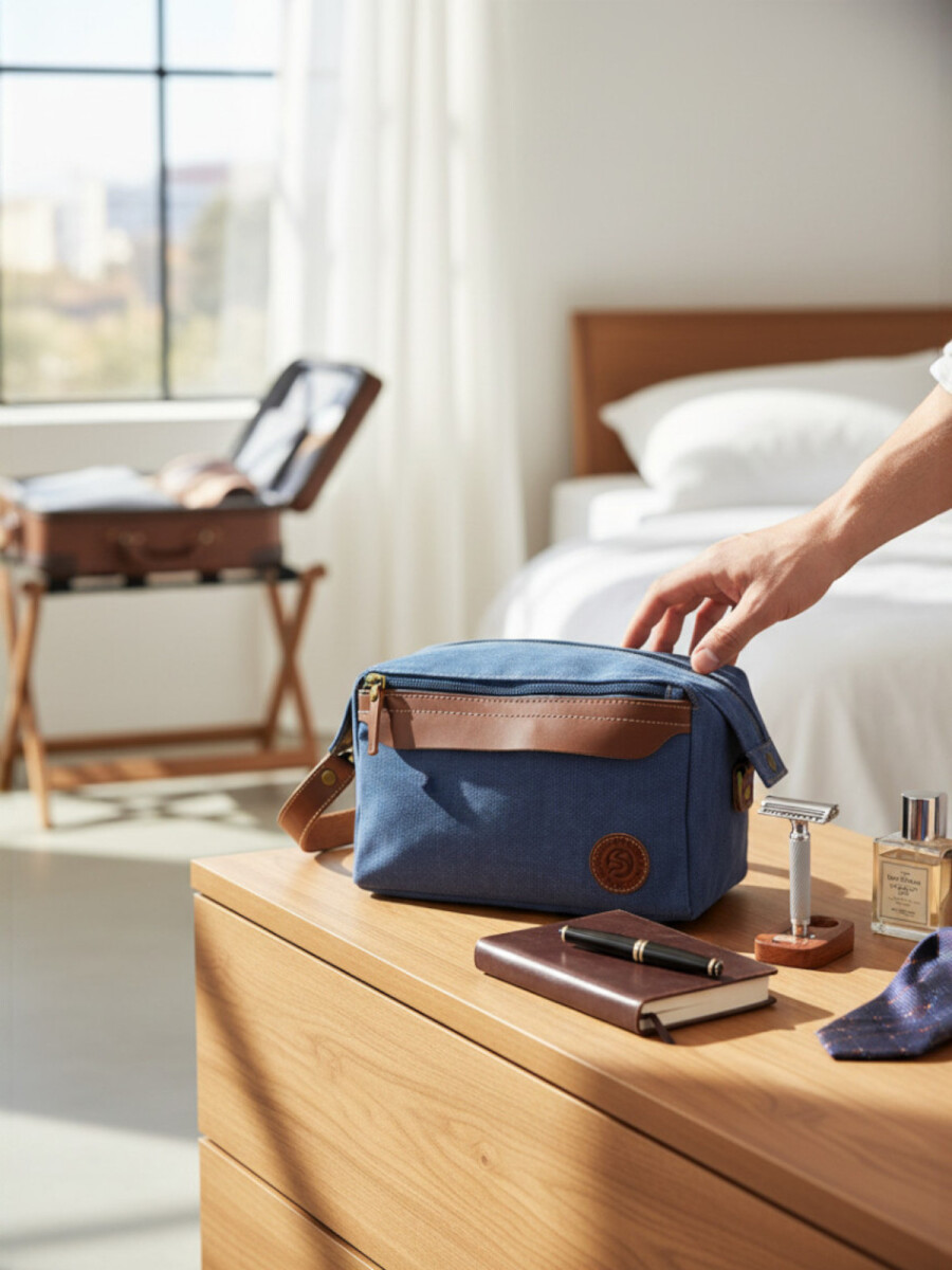 Neceser de Lona Vintage - Azul 