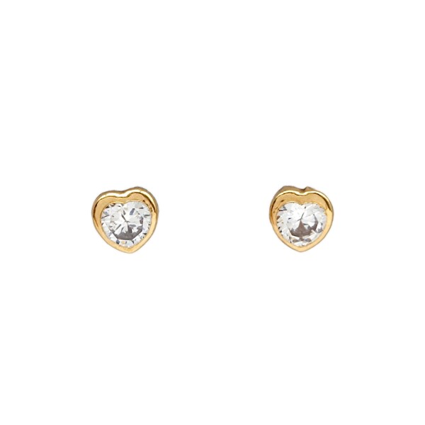 Caravanas Corazón piedra de oro- Oro bajo - Zirconia- CA8062 conpiedra