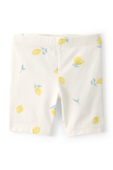 Short ciclista de algodón, crema, diseño limones Sin color