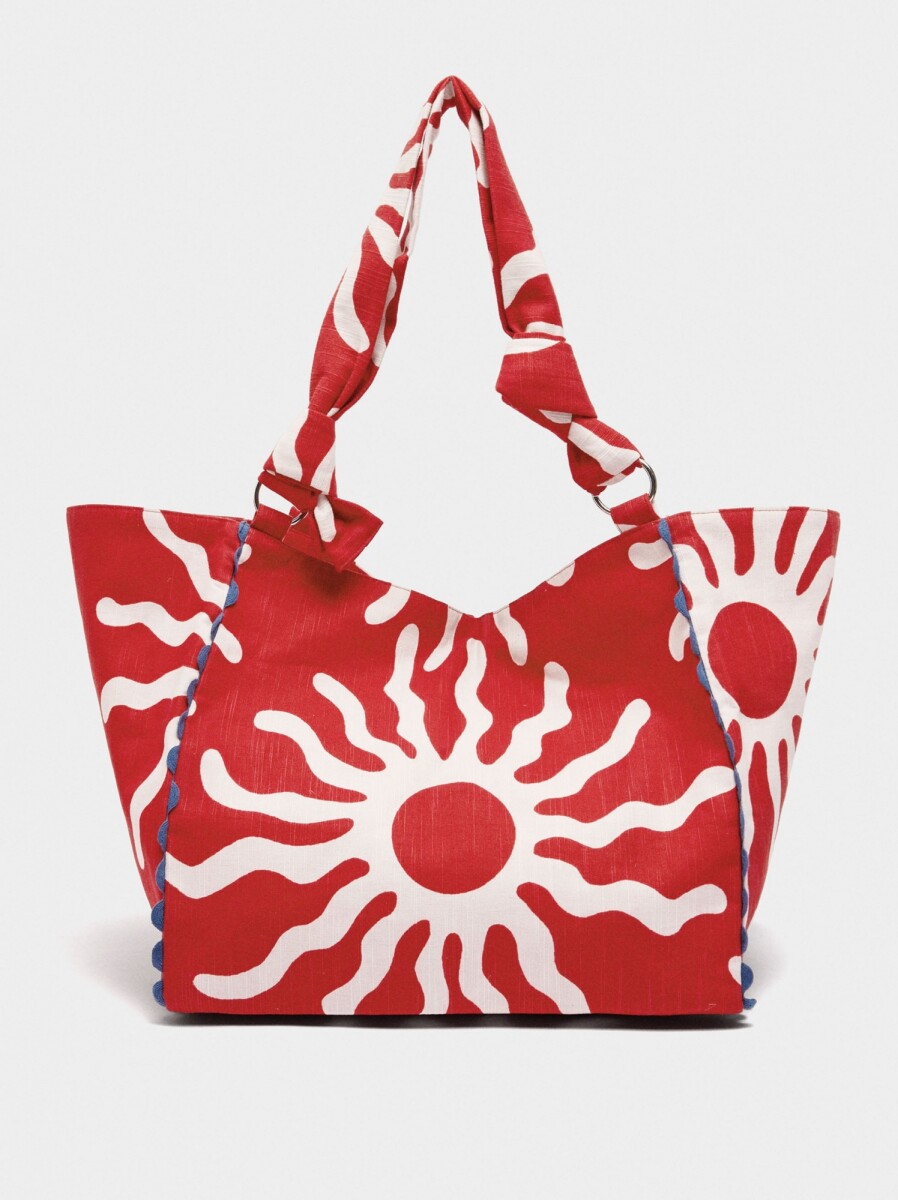 Bolso Shopper Estampado 100% Algodón - rojo 