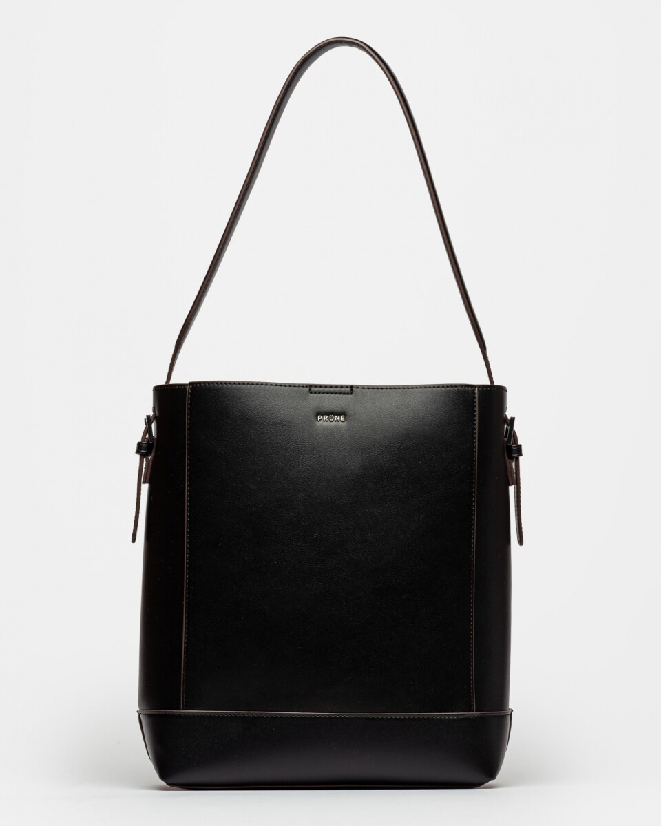Cartera Al Hombro Akira en Efecto Cuero Liso - Negro 