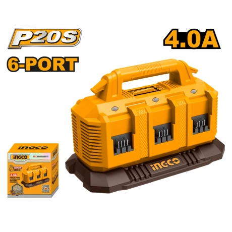 Cargador 20V para 6 Baterias 4A Ingco 001