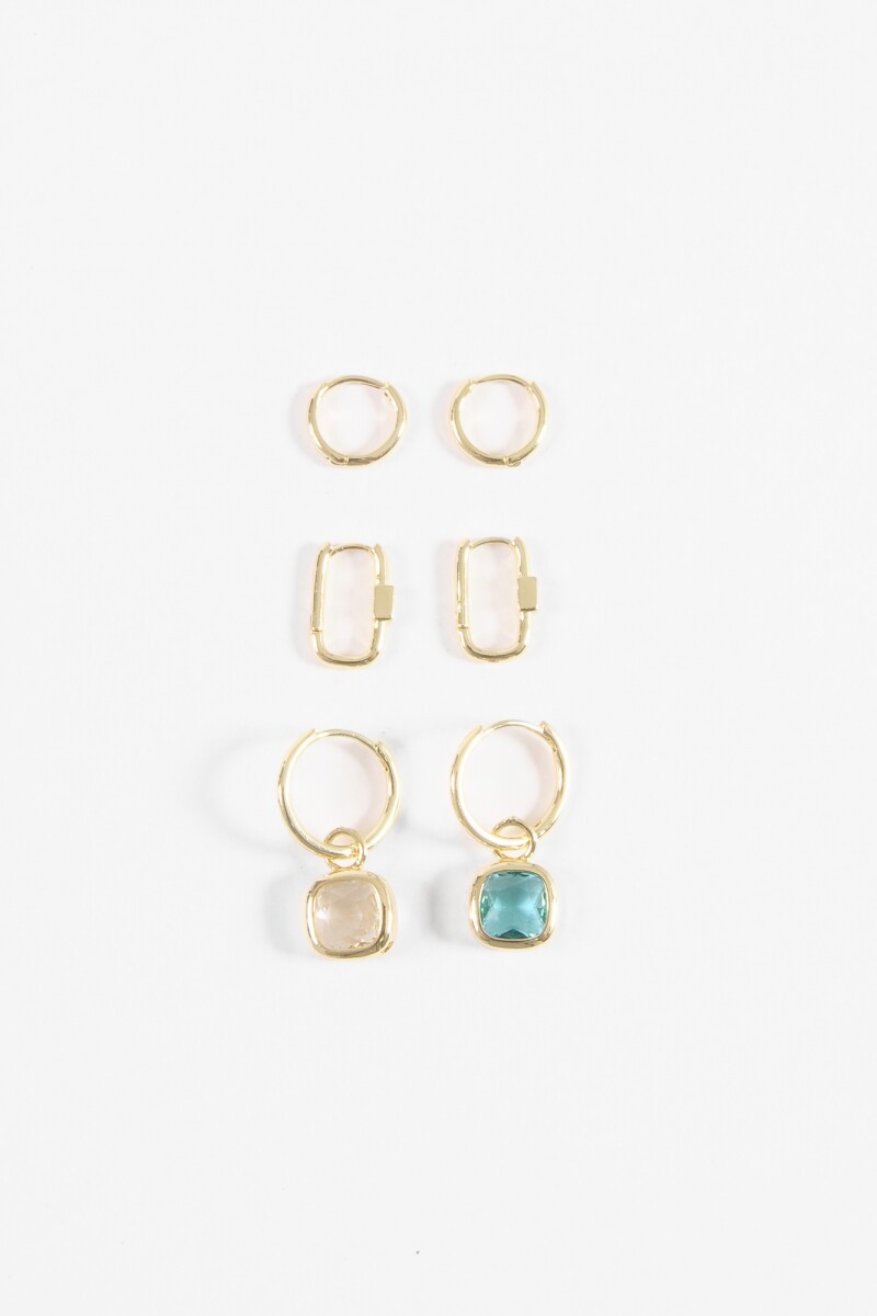 Set aros dije piedra dorado