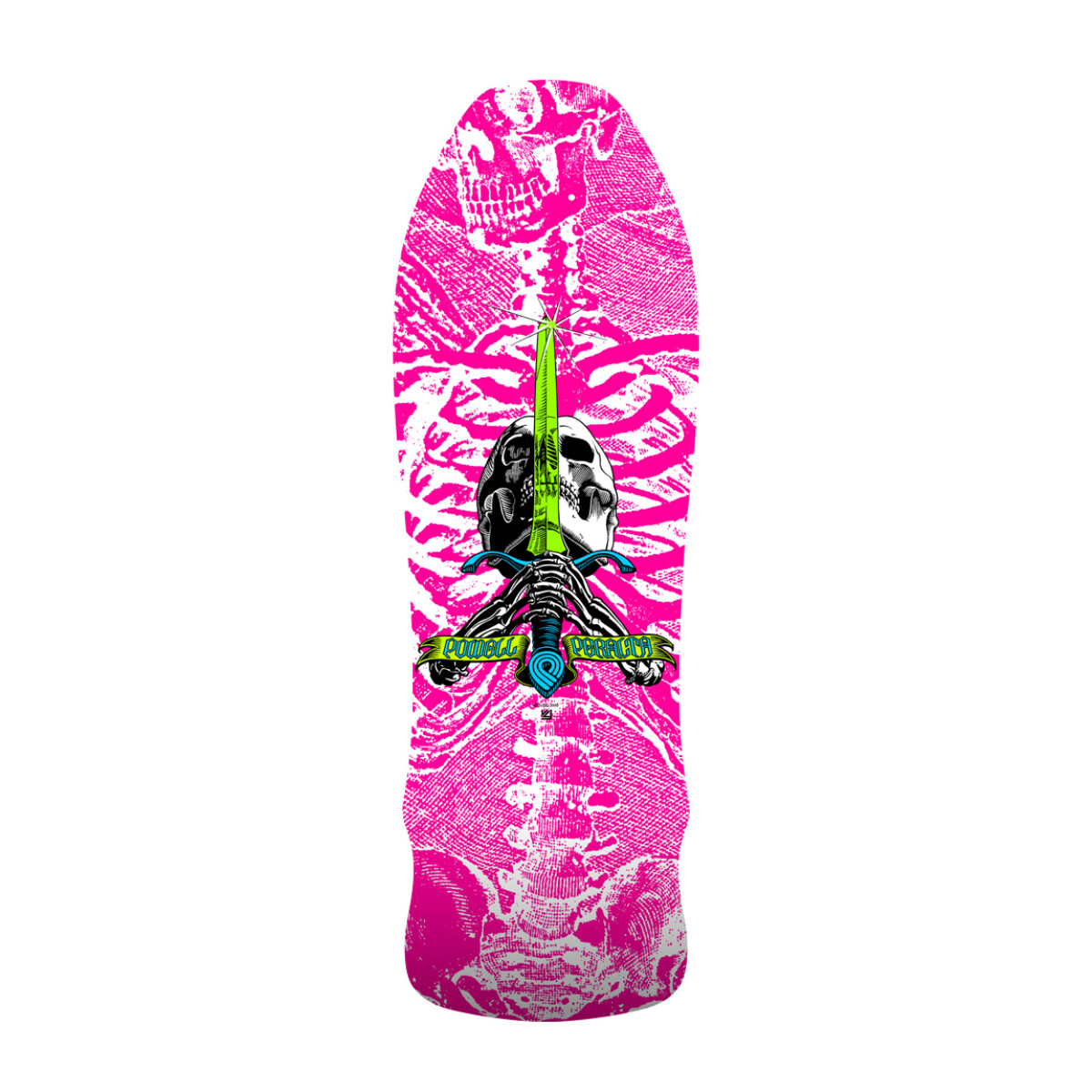 Deck Powell Peralta GeeGah Skull & Sword - Hot Pink - 9.75 x 30" (Sólo Tabla · Lija Incluída) 