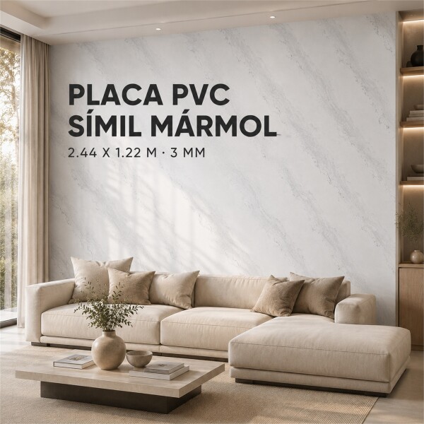 Placa PVC Símil Mármol 2,44x1,22m 3mm Resistente Pack x5 Gris Veteado
