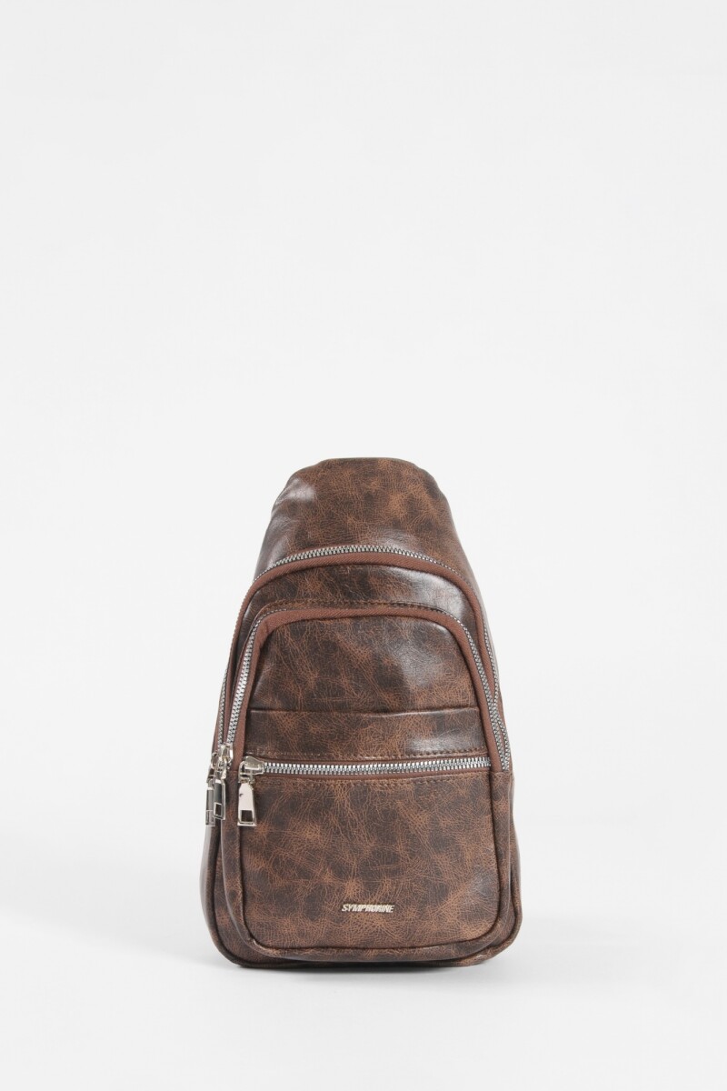Riñonera cruzada cracked marrón