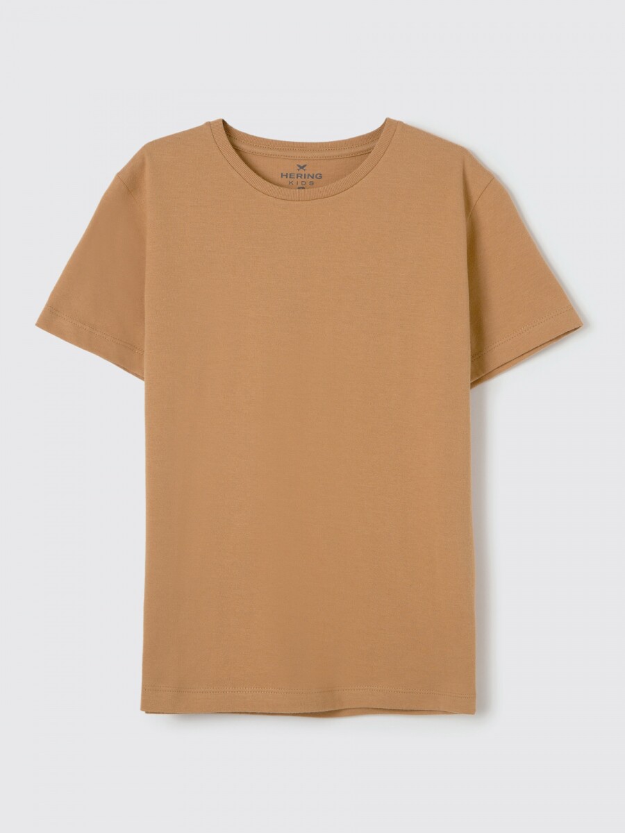 CAMISETA BÁSICA UNISSEX INFANTIL MANGA - MARRÓN CLARO 