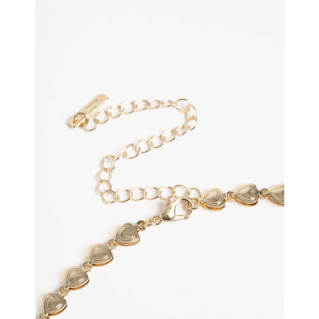 Collar Corto Metal Corazones Dorado