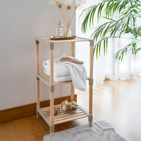Estantería Organizadora Rack 3 Niveles 78x38x30Cm Madera PP Natural