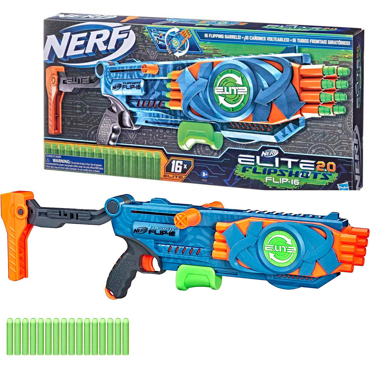 Lanzador Pistola Dardos Nerf Hasbro Elite Flipshots 